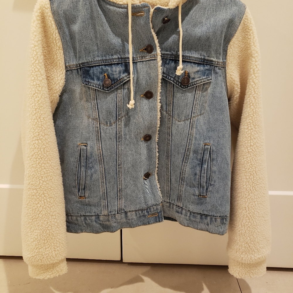Girls Love Tree Denim and Fleece Coat